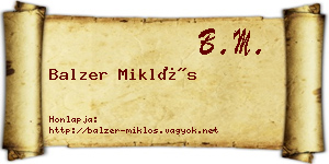 Balzer Miklós névjegykártya